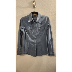 Wrangler Ladies' Long Sleeve Blue Top‎ medium